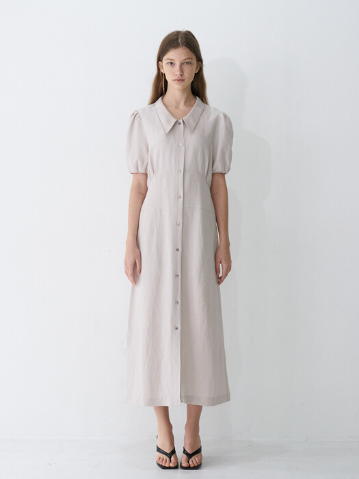 21 Spring_L/Gray Linen Baby Doll Dress