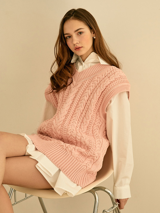 Laine Knit Vest (pink)