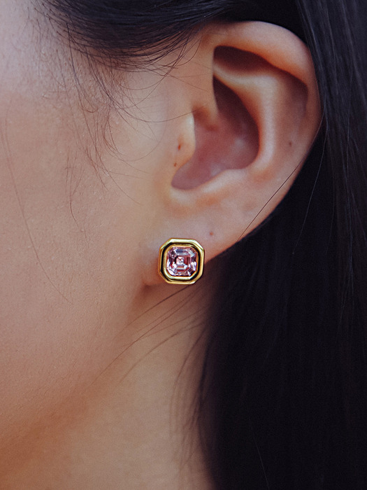 SHINY EARRING GOLD PINK