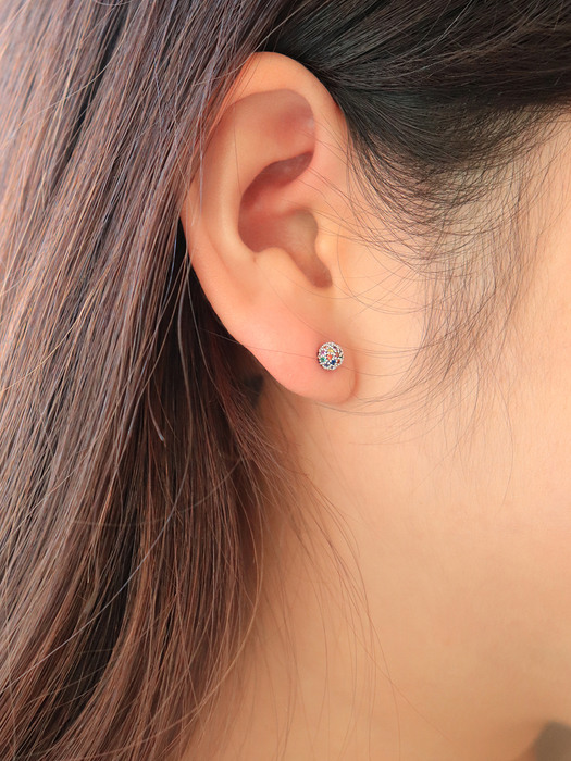 Rainbow cubic ball earring