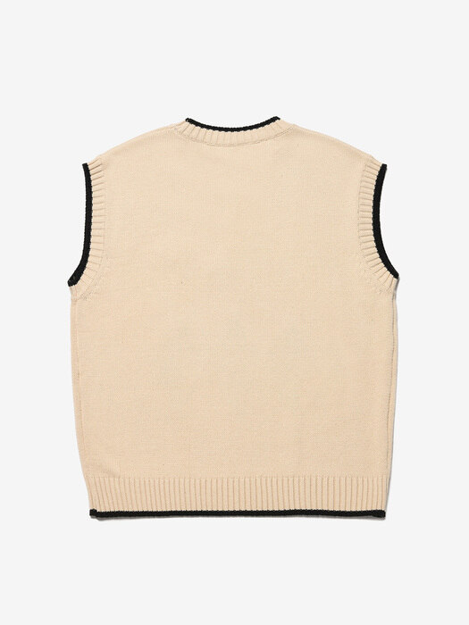 BENSIMON ARGYLE KNIT VEST (UNISEX) - BEIGE