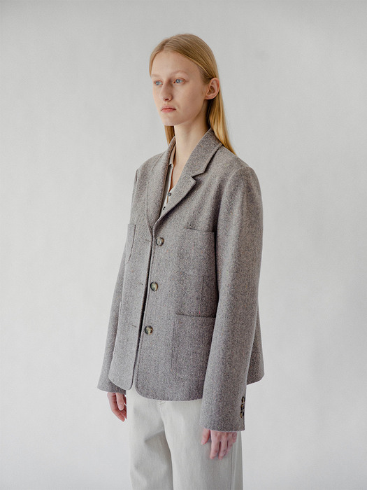 Homespun Wool Jacket in Lilac Grey
