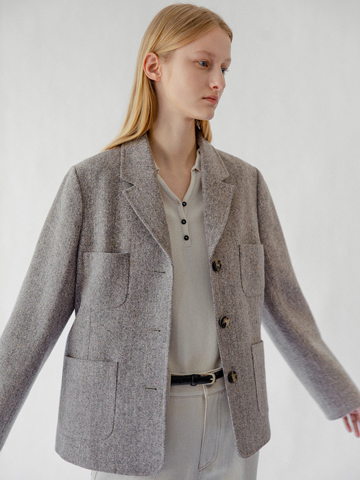 Homespun Wool Jacket in Lilac Grey