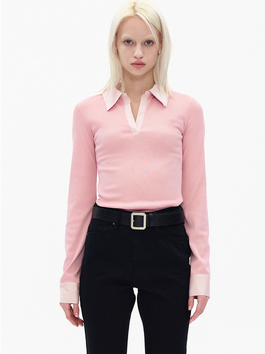 COLLARED FITTED BLOUSE, PINK