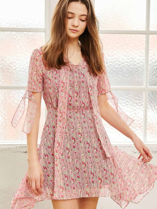 Side Ruffle String Dress_Pink