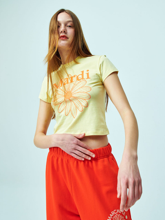 CROPPED TSHIRT - MARDI FLOWER - YELLOW