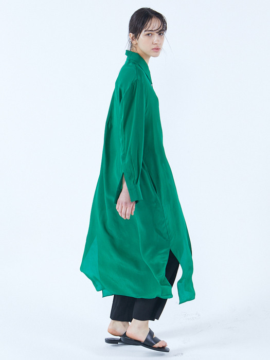 Viscose Split Dress in Green