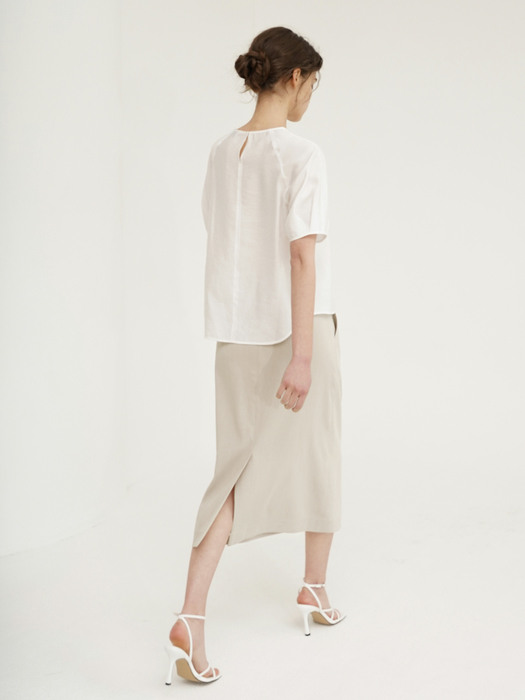 Crepe tuck skirt - Beige