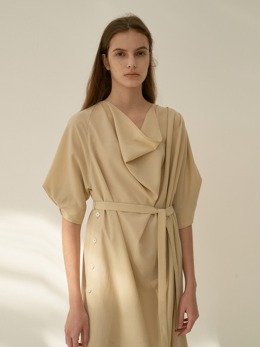 TOR DRAPED NECK DRESS_2 COLOR