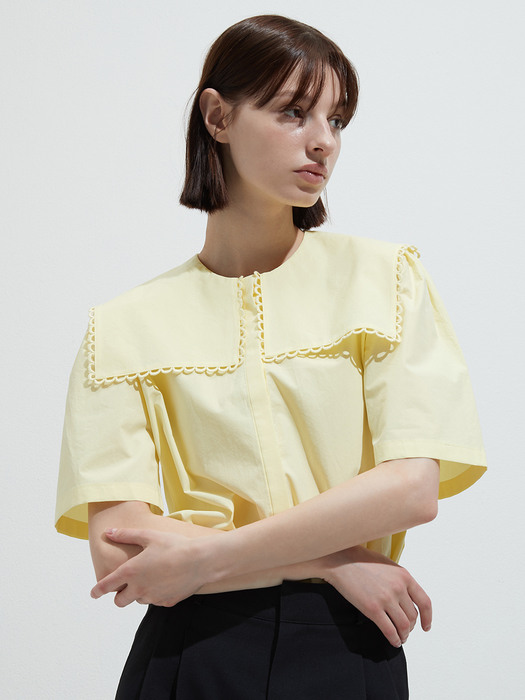Collar pointed blouse - Lemon