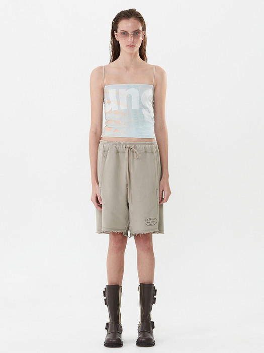 RAW-HEM JERSEY SHORTS, BEIGE