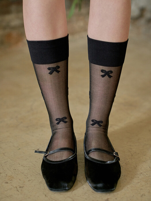 RIBBON GIRL pattern mid calf 30d black