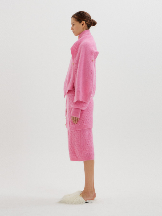 TOKO Cable Knit Skirt - Pink