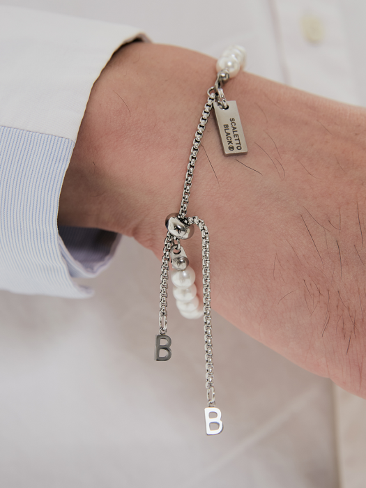 [써지컬스틸] CP_022 Pearl B linked Knot bracelet