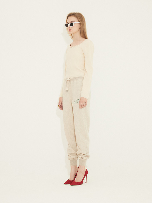 Round neck slim knit 001 Ivory