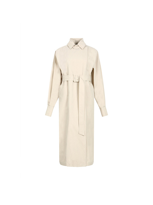 COTTON-BLEND BELTED TRENCH COAT