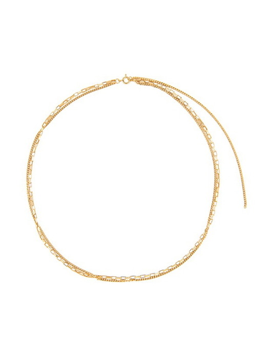 [Silver 925] Wide Box & Curved Chain Tail Necklace