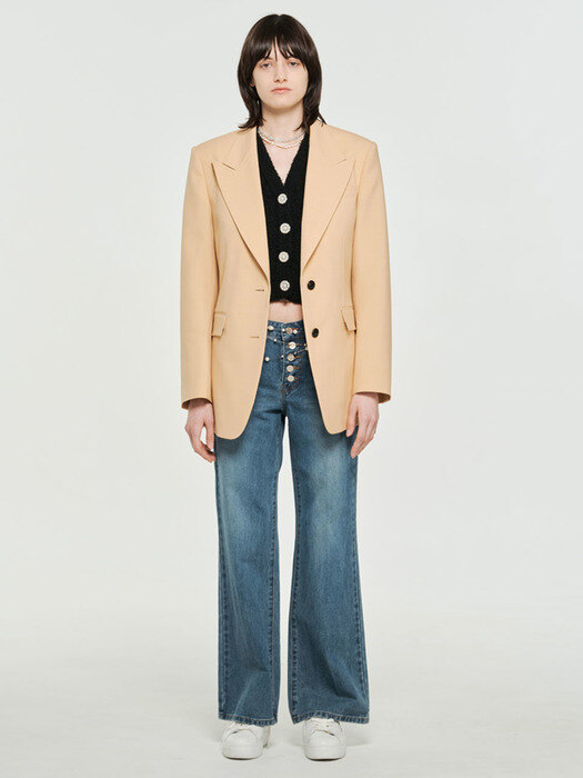 DIANE BEIGE SINGLE BREASTED PEAKED COLLAR JACKET