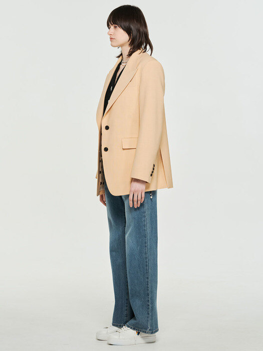 DIANE BEIGE SINGLE BREASTED PEAKED COLLAR JACKET