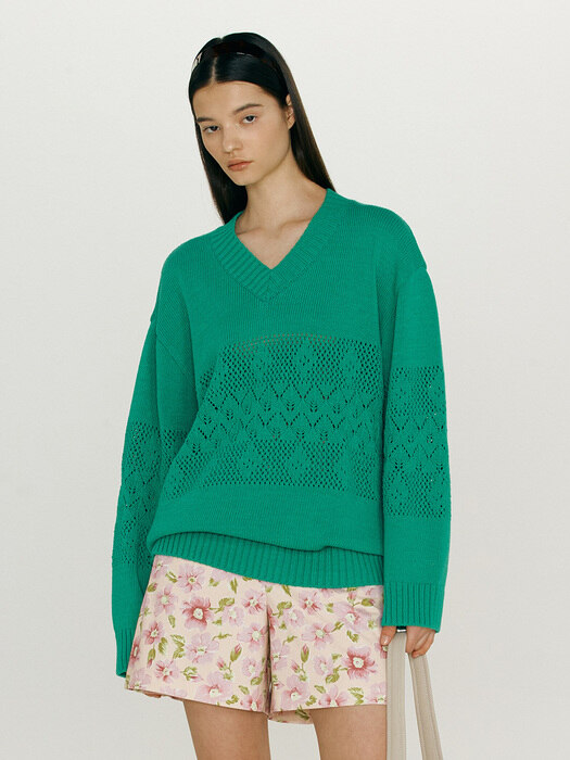 AIEA V-neck knit (Jade green)