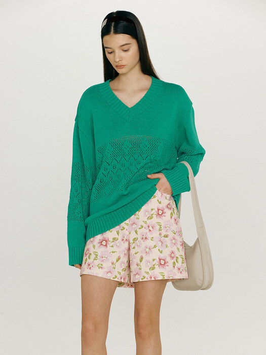 AIEA V-neck knit (Jade green)