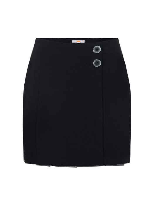 Pleats Wrap Skirt [BLACK]