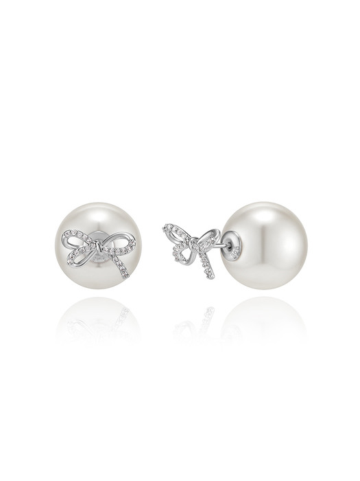 [silver925]Ribbon pearl earring