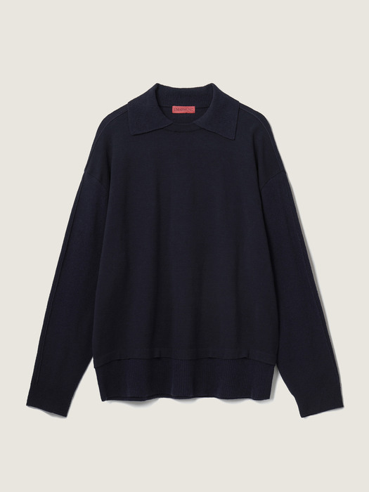 Supima cotton combination boucle sweatshirt_Navy