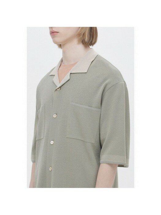 half sleeve knitted shirt_CWWAM22004MIX
