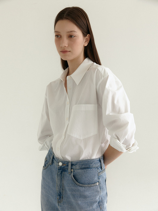 MANNON semi loose-fit poplin shirts_WHITE