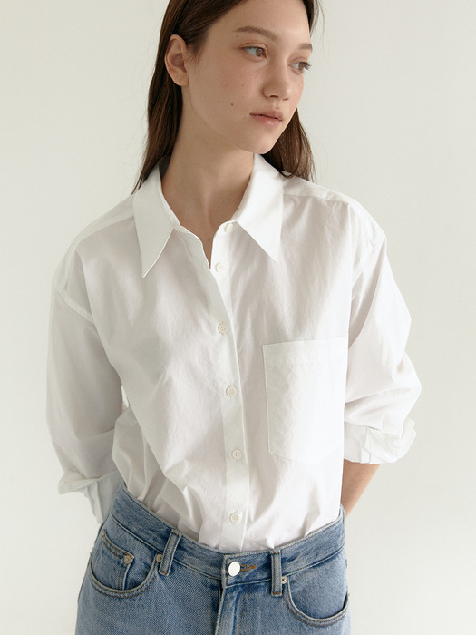 MANNON semi loose-fit poplin shirts_WHITE