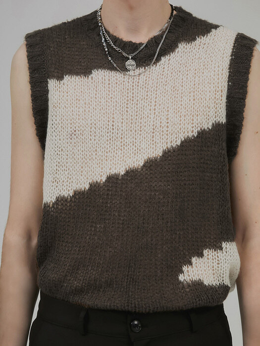 Mars 3.Gauge Mohair Knit Vest - Brown (FL-188)