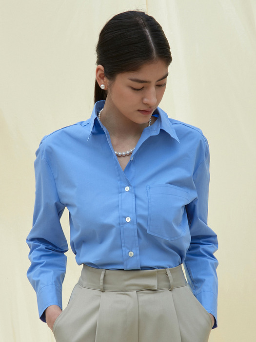 OU859 cut out point shirts (blue)