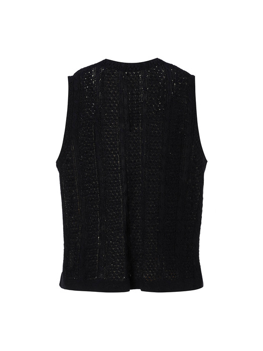 CABLE KNITTING VEST_NAVY