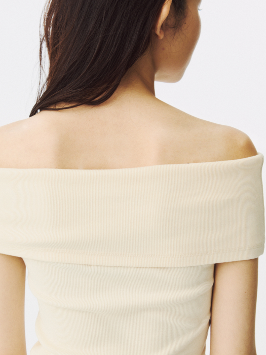 IVORY OFF SHOULDER JERSEY TOP