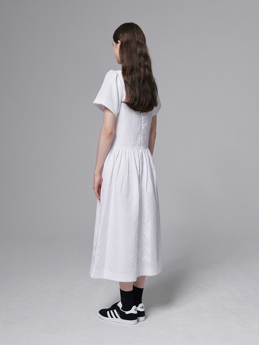 Flower Jacquard dress - White