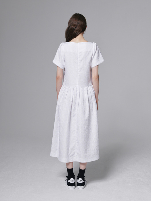 Flower Jacquard dress - White