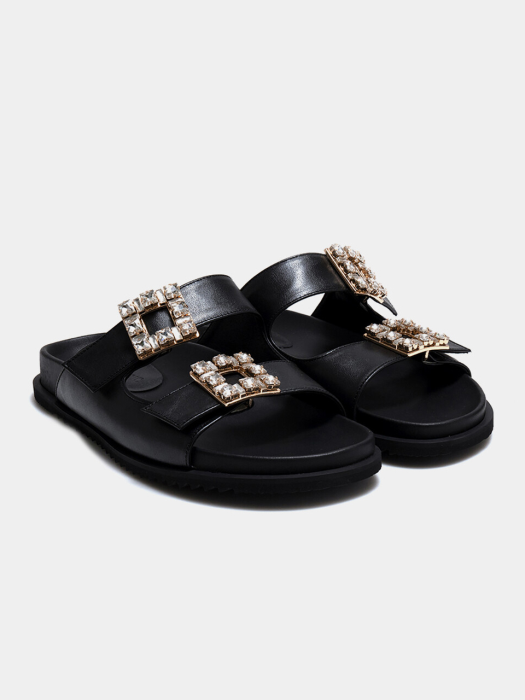 Cubic Strap Slippers Black / ALCW017