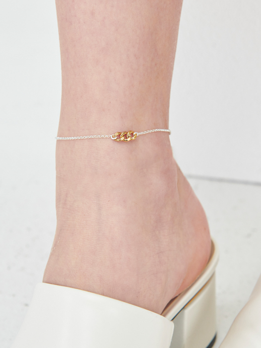 Two-tone Point Chain Silver anklet Iak40 [Silver]
