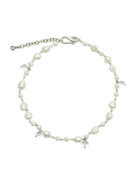Crystal pearl link necklace