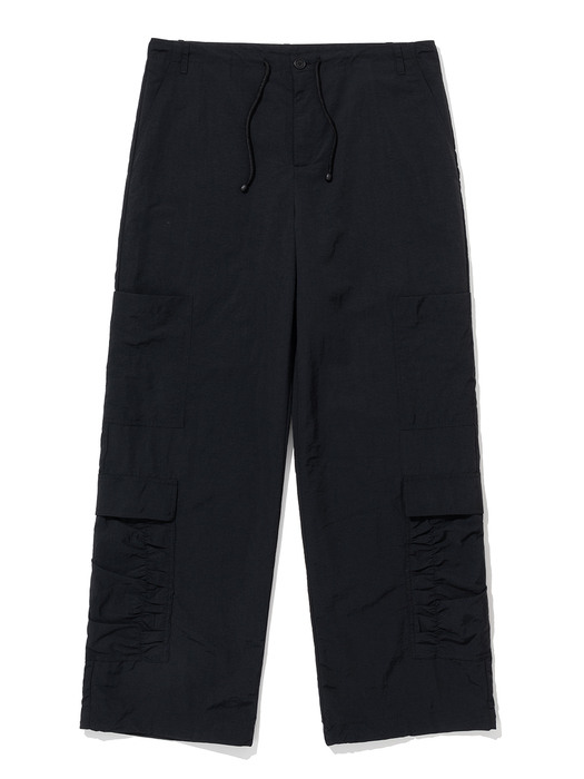 Double Pocket Nylon Cargo Pants [BLACK]