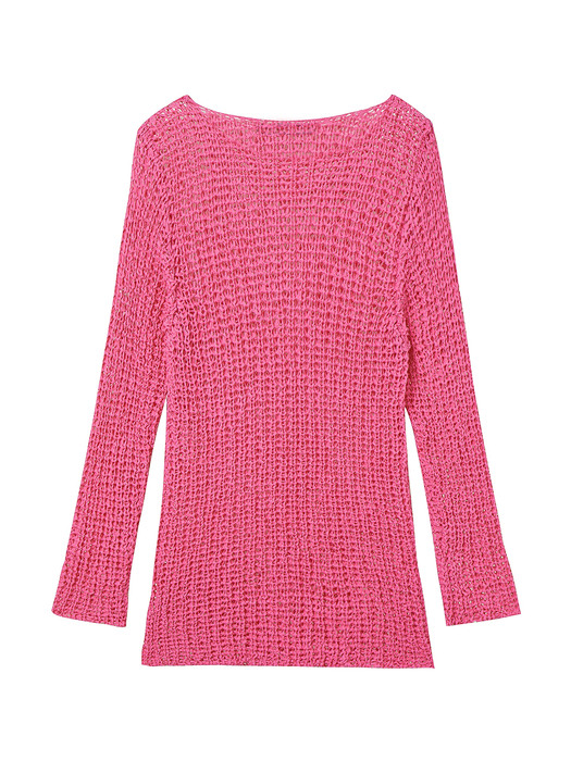 FLOWER PATCH KNIT PULLOVER, PINK