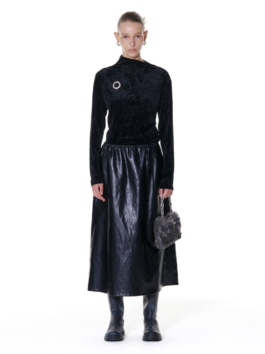 Eiffel Leather Skirt (Black)