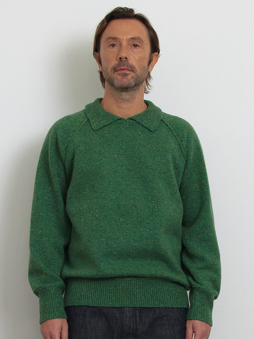 [Men] Nef Round Collar Sweater (Green)