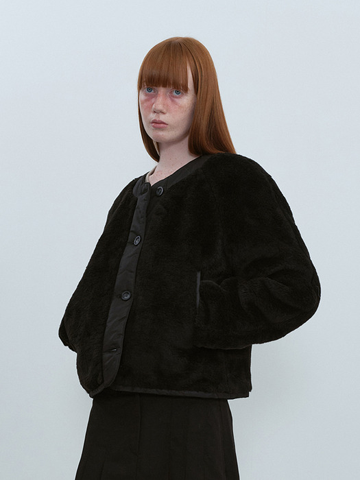 Reversible Crop Fur Jacket_BLACK
