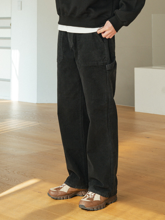 P1017 Carpenter wide pants_Black