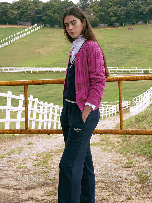 Monceau Cable Knit Cardigan_Pink