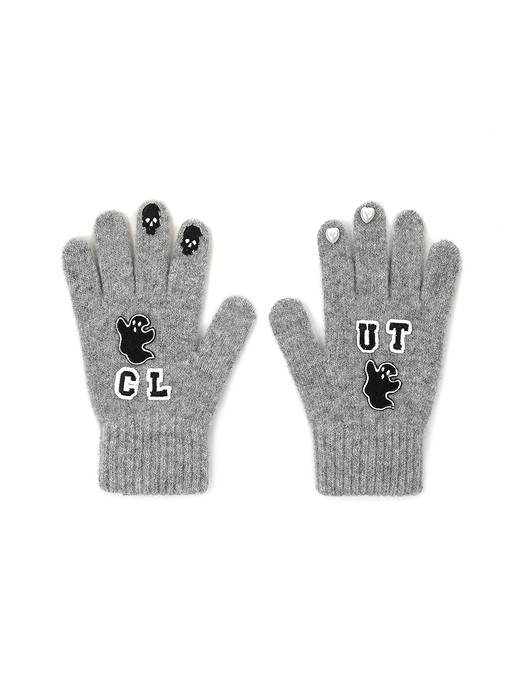 0 5 ghost wool knit gloves - GREY