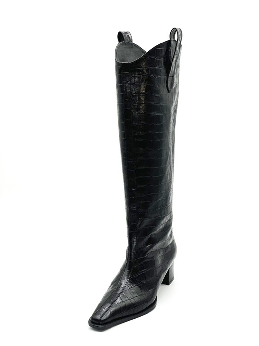 Rilly_Glossy Wide Western Long Boots_22BT52_Black