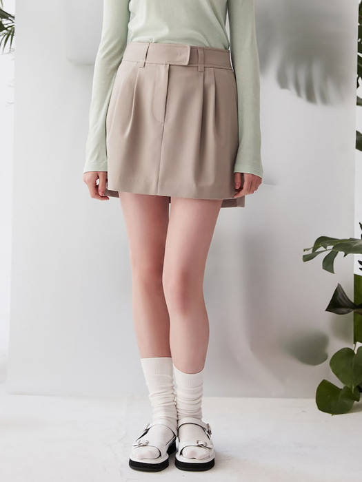 Two tuck Mini Skirt  Beige (KE3227M01A)